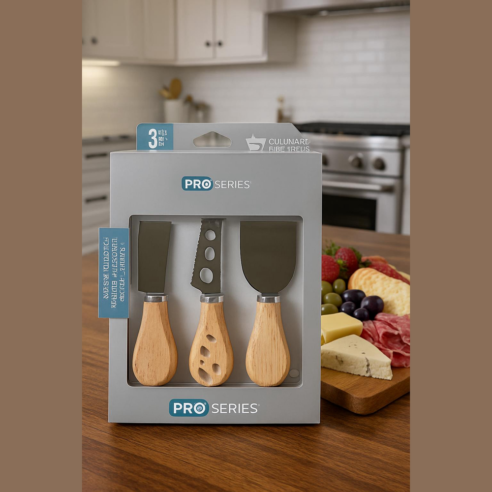 Nwt Culinary Elements.Cheese Knife Set with Natural Wood Handles